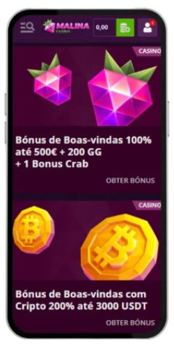 Lista de bónus de boas-vindas no Malina Casino